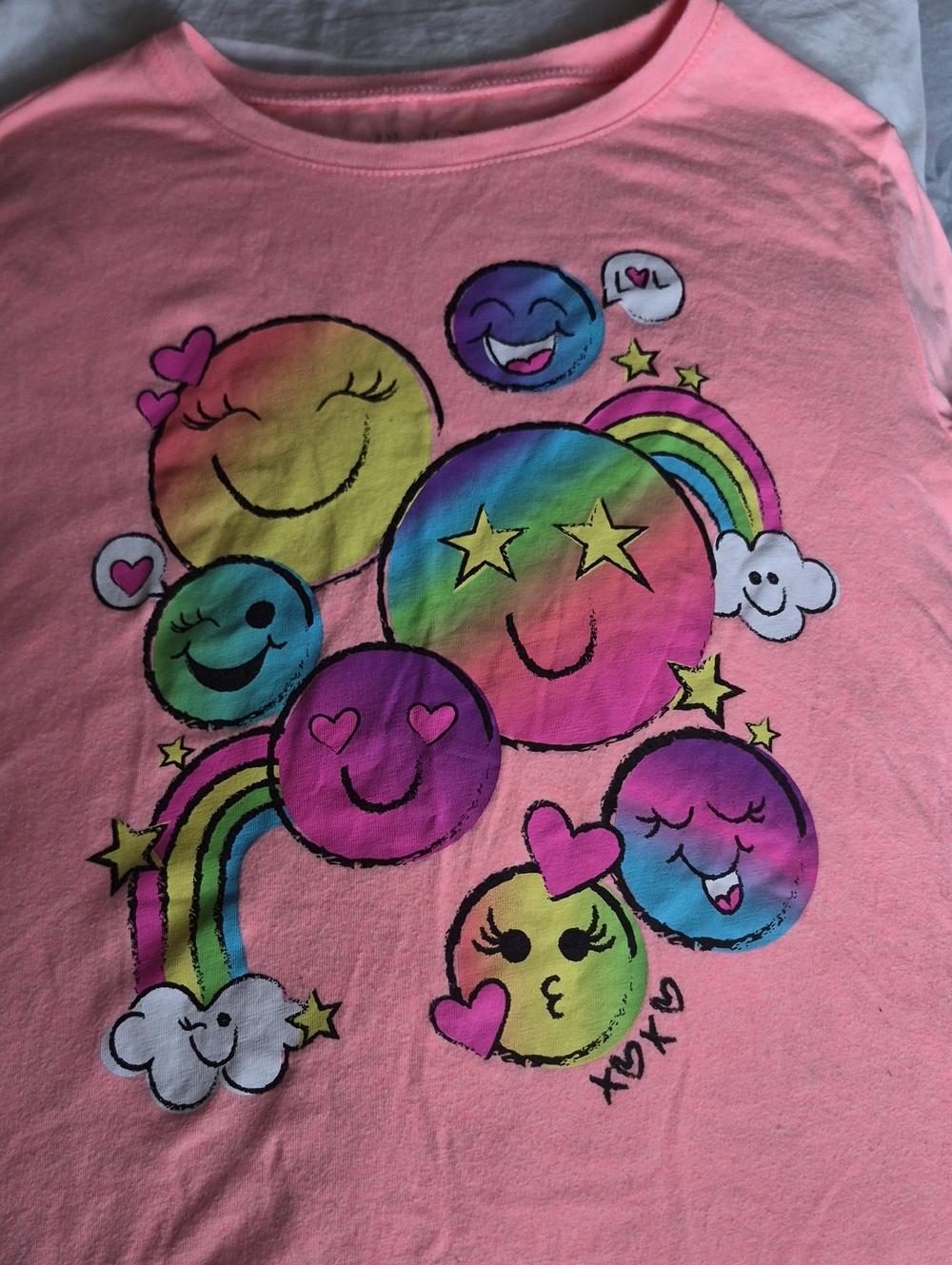 The Children's Place Pink Tee with Rainbow Smiley Faces